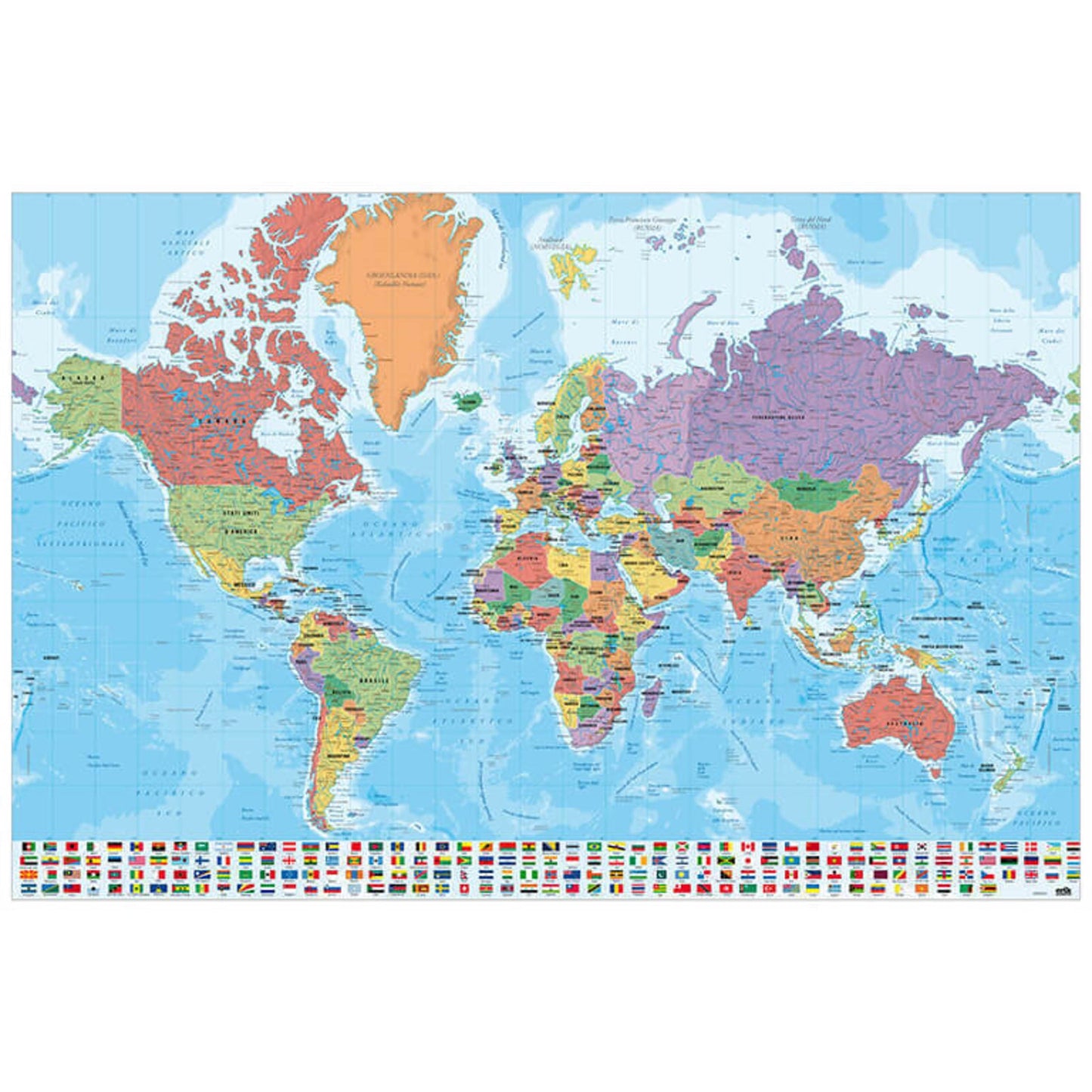 Grupo Erik GPE5127 Map World Ita Physical Politic Poster 91,5X61cm | Posters.nl