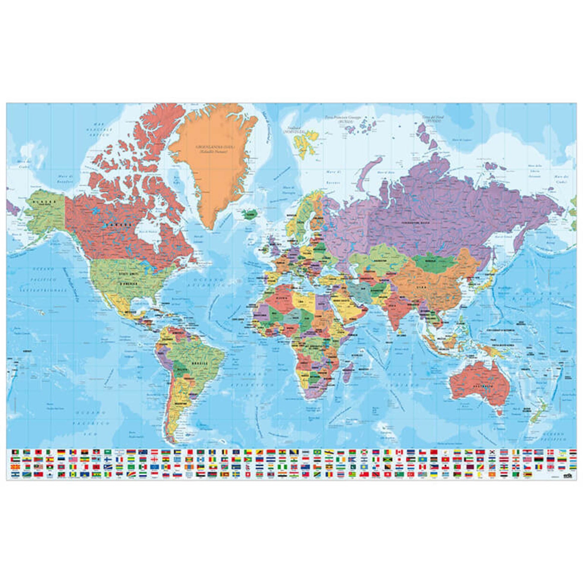 Grupo Erik GPE5127 Map World Ita Physical Politic Poster 91,5X61cm | Posters.nl