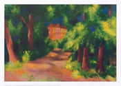 August Macke  Rotes Haus im Park Kunstdruk 70x50cm | Posters.nl