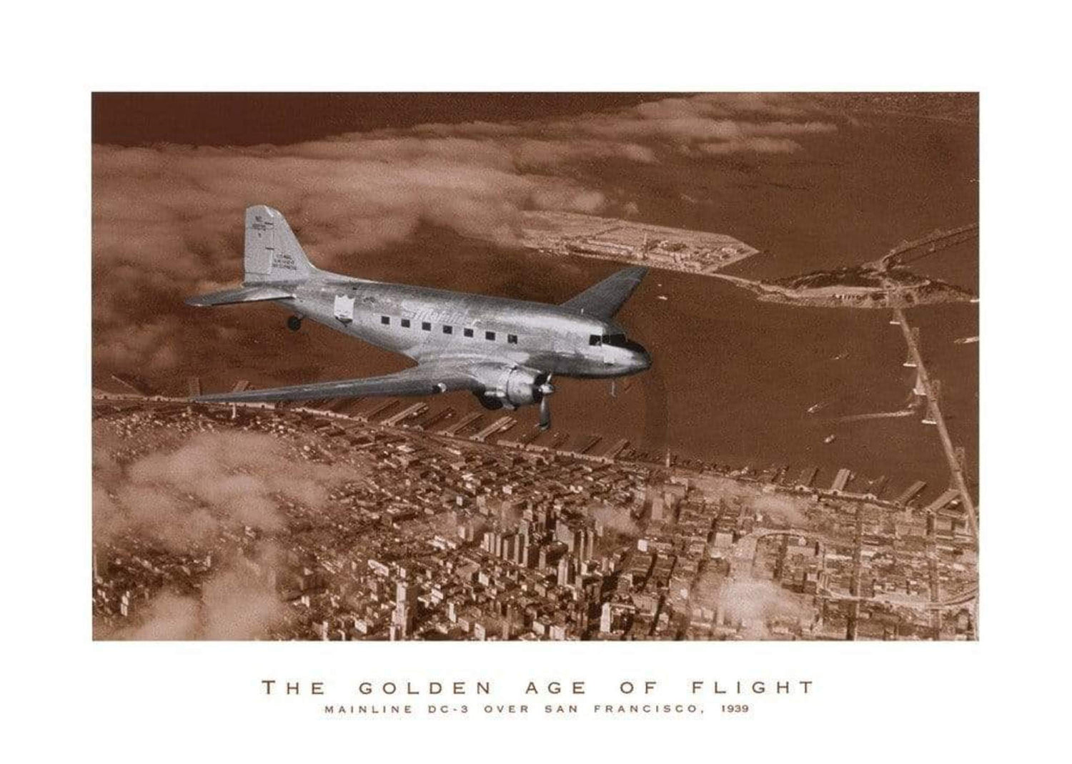 Margaret Bourke White  Mainline DC 3 over San Francisco Kunstdruk 70x50cm | Posters.nl