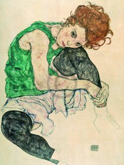 Egon Schiele  Sitzende Frau mit hochgezogenen Kunstdruk 60x80cm | Posters.nl