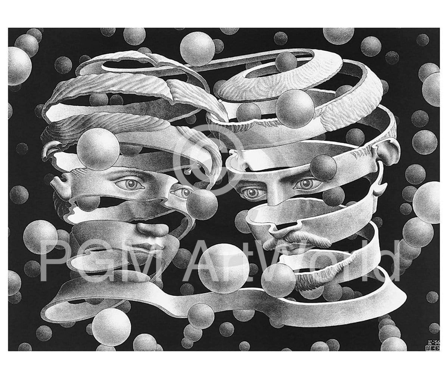 M. C. Escher  Band ohne Ende Kunstdruk 65x55cm | Posters.nl