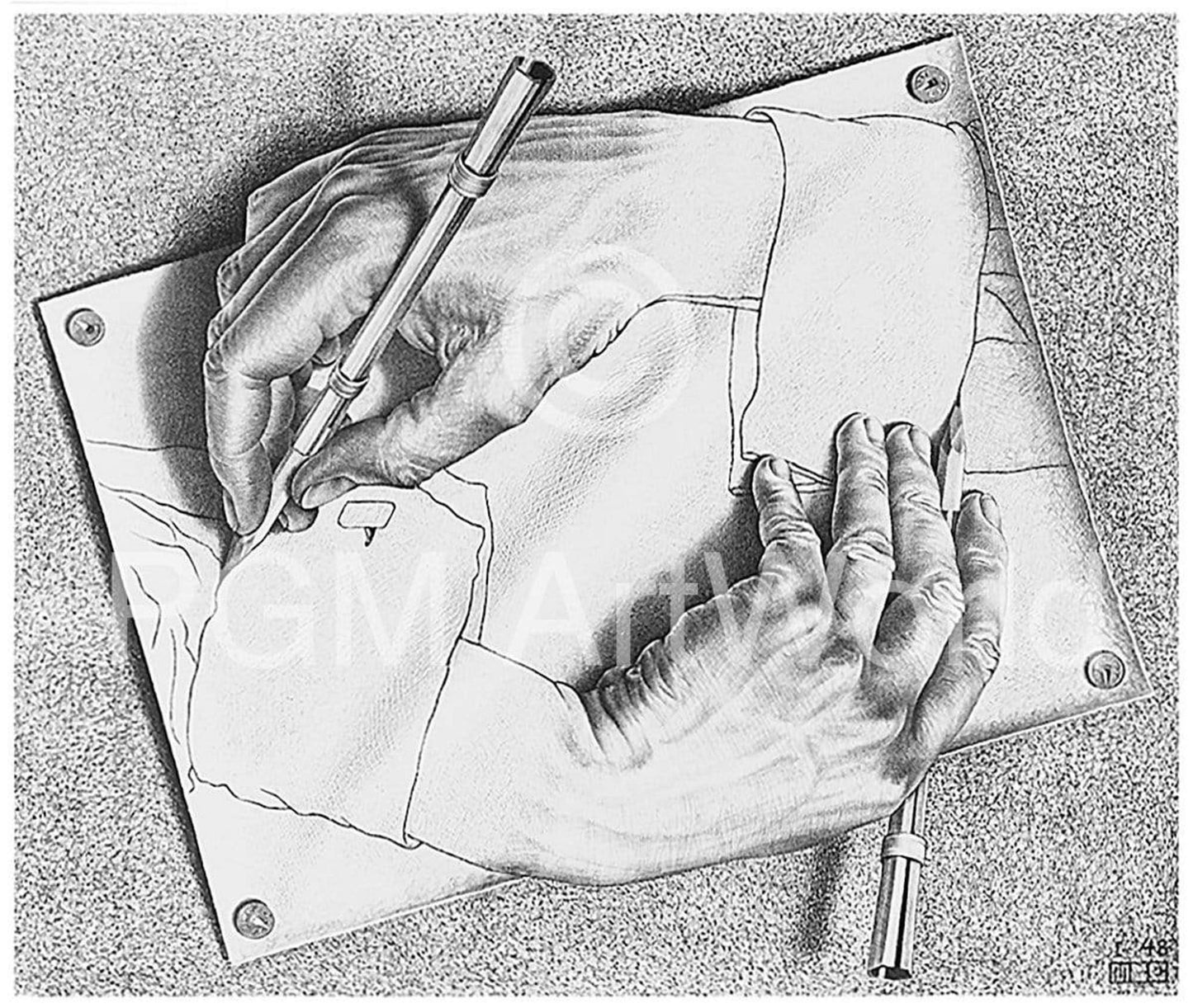 M. C. Escher  Zeichnen Kunstdruk 65x55cm | Posters.nl