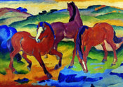 Franz Marc  Die roten Pferde Kunstdruk 100x70cm | Posters.nl