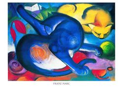Franz Marc  Zwei Katzen blau und gelb Kunstdruk 70x50cm | Posters.nl