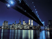 Henri Silberman  Brooklyn Bridge at Night Kunstdruk 80x60cm | Posters.nl