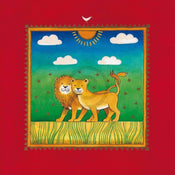Linda Edwards  Two little lions Kunstdruk 40x40cm | Posters.nl