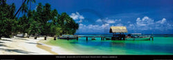 Tom Mackie  Beach and Jetty with Boat Kunstdruk 95x33cm | Posters.nl