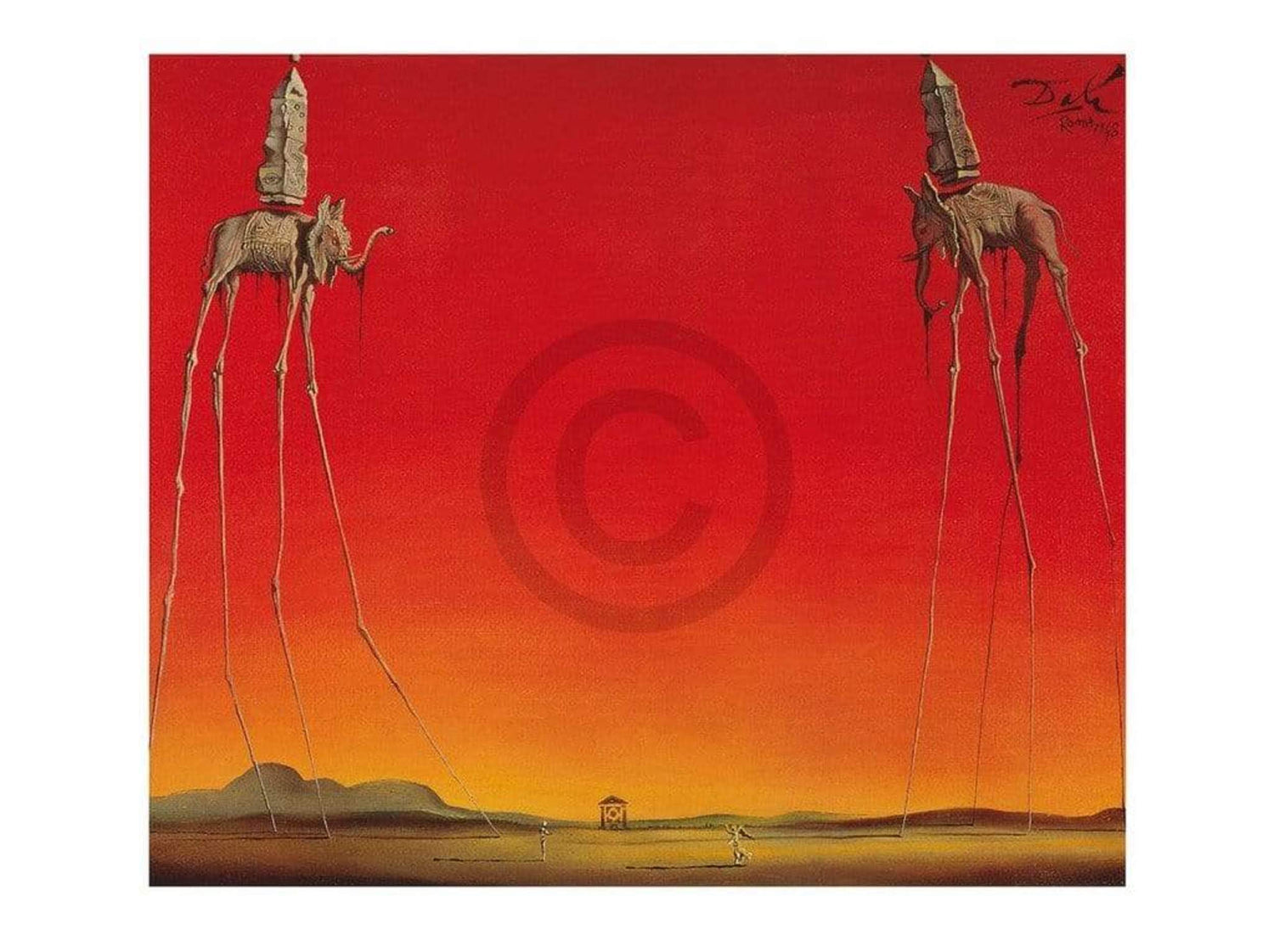 Salvador Dali  Les Elephants Kunstdruk 80x60cm | Posters.nl