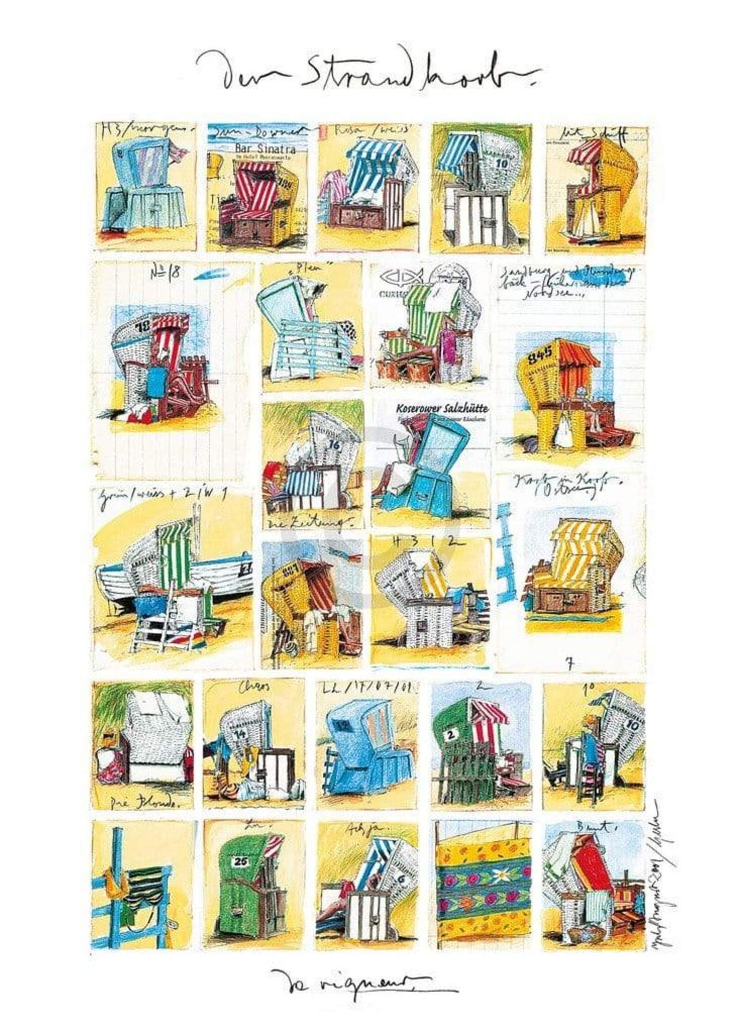 Sabine Gerke  Der Strandkorb Kunstdruk 50x70cm | Posters.nl