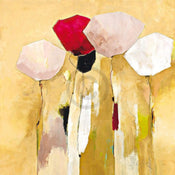 Anne L. Strunk  White flowers with red 1 Kunstdruk 98x98cm | Posters.nl