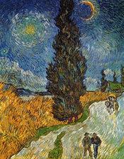 Vincent Van Gogh  Landstrasse mit Zypresse und Stern Kunstdruk 70x90cm | Posters.nl