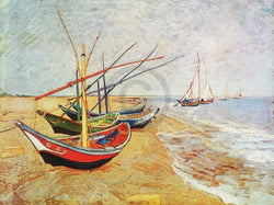 Vincent Van Gogh  Barche sulla spiaggia Kunstdruk 80x60cm | Posters.nl