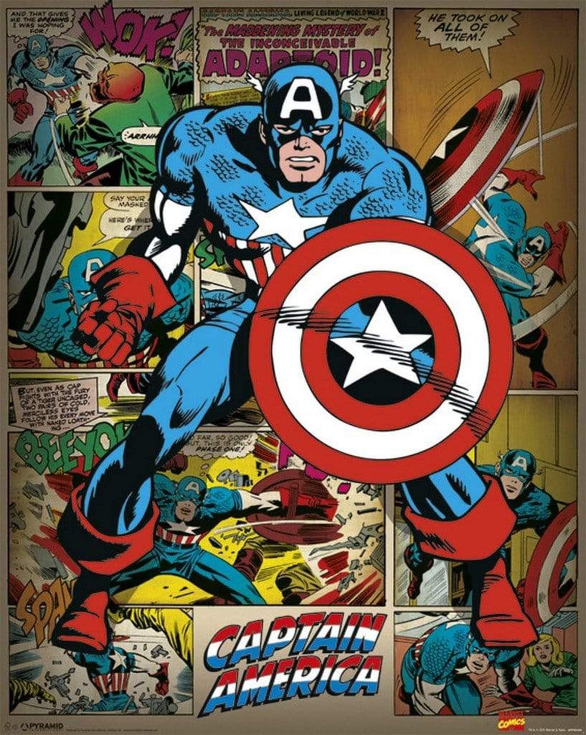 Pyramid Marvel Comics Captain America Retro Poster 40x50cm | Posters.nl