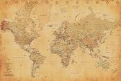 Pyramid World Map Vintage Style Poster 91,5x61cm | Posters.nl