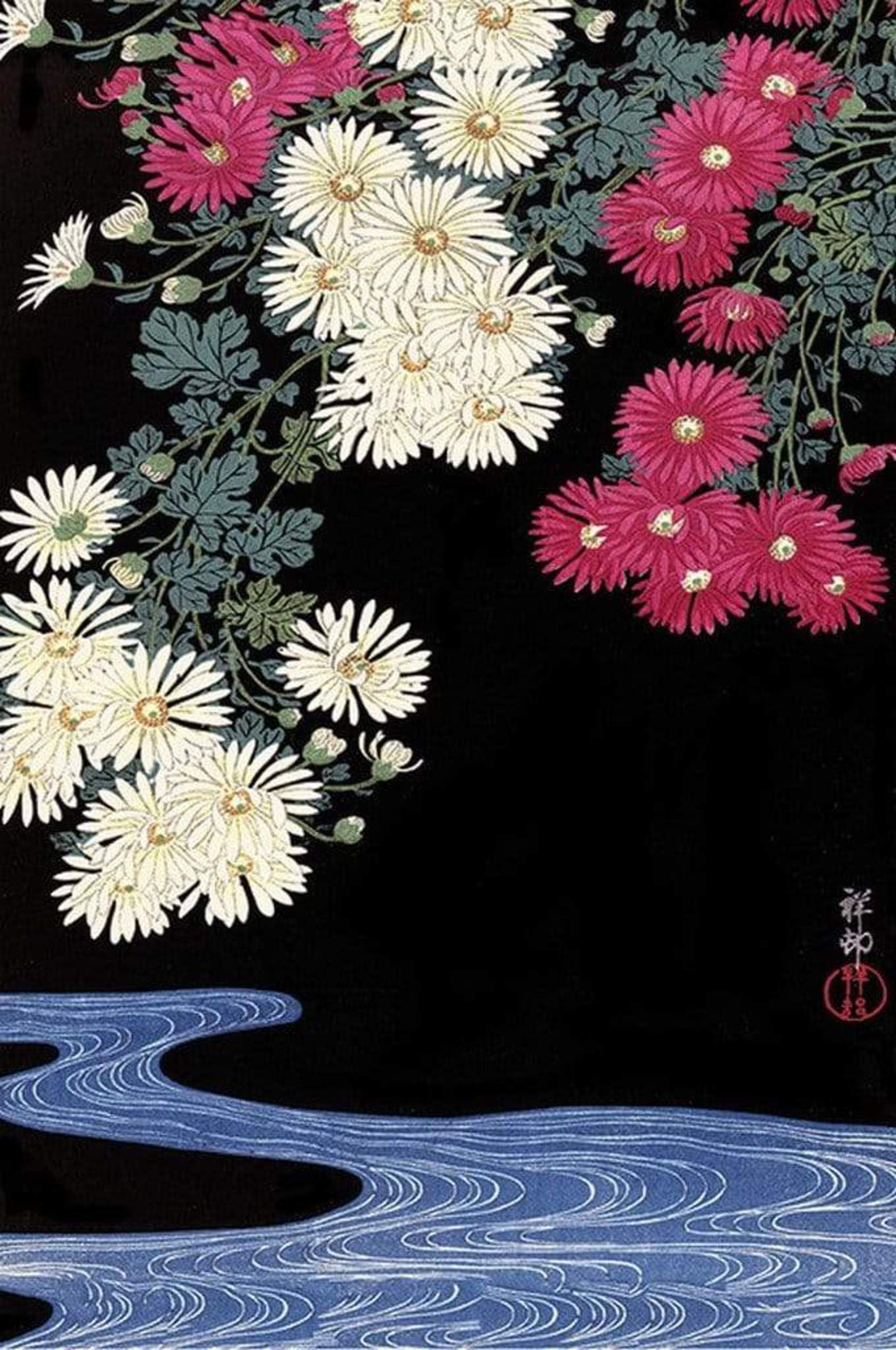 Pyramid Ohara Koson Chrysanthemum and Running Water Poster 61x91,5cm | Posters.nl