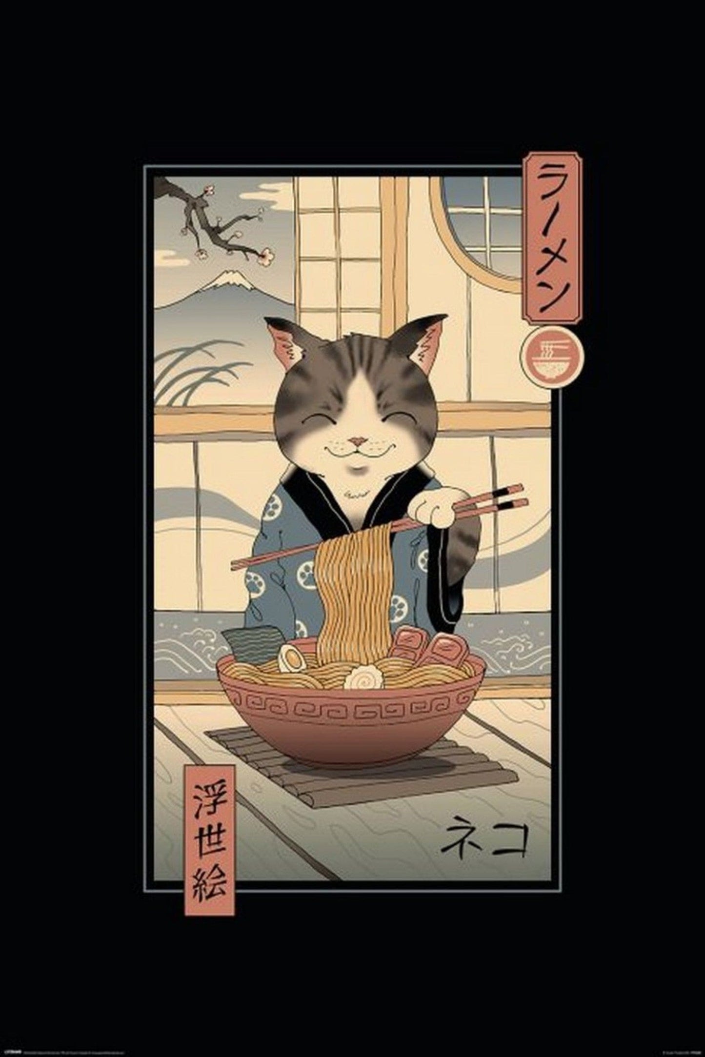 Pyramid Vincent Trinidad Neko Ramen Ukiyoe Poster 61X91 5cm | Posters.nl