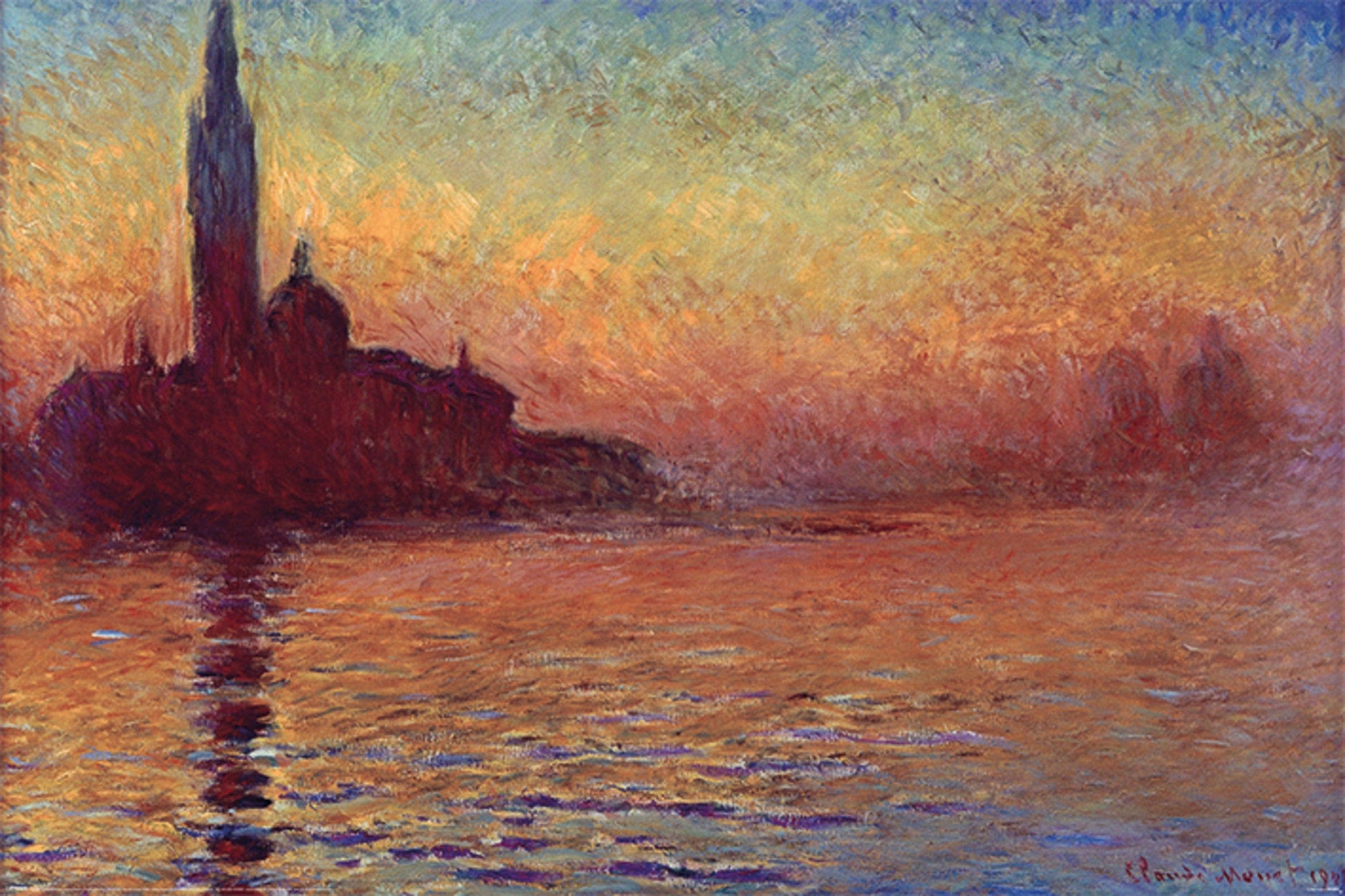 Pyramid Claude Monet San Giorgio Maggiore at Dusk Poster 91,5x61cm | Posters.nl