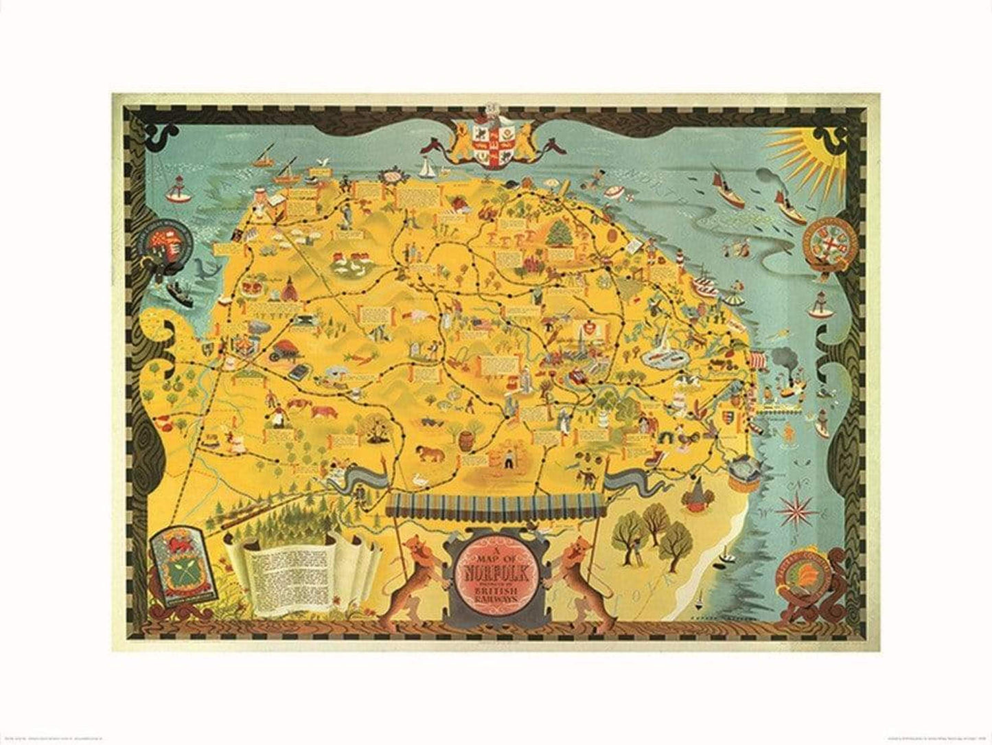 Pyramid Norfolk Map Kunstdruk 60x80cm | Posters.nl
