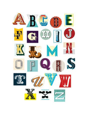 Pyramid Vintage Letter Alphabet Kunstdruk 60x80cm | Posters.nl