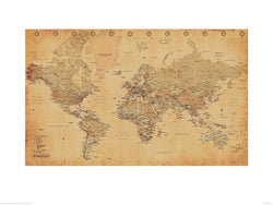 Pyramid World Map Vintage Style Kunstdruk 60x80cm | Posters.nl