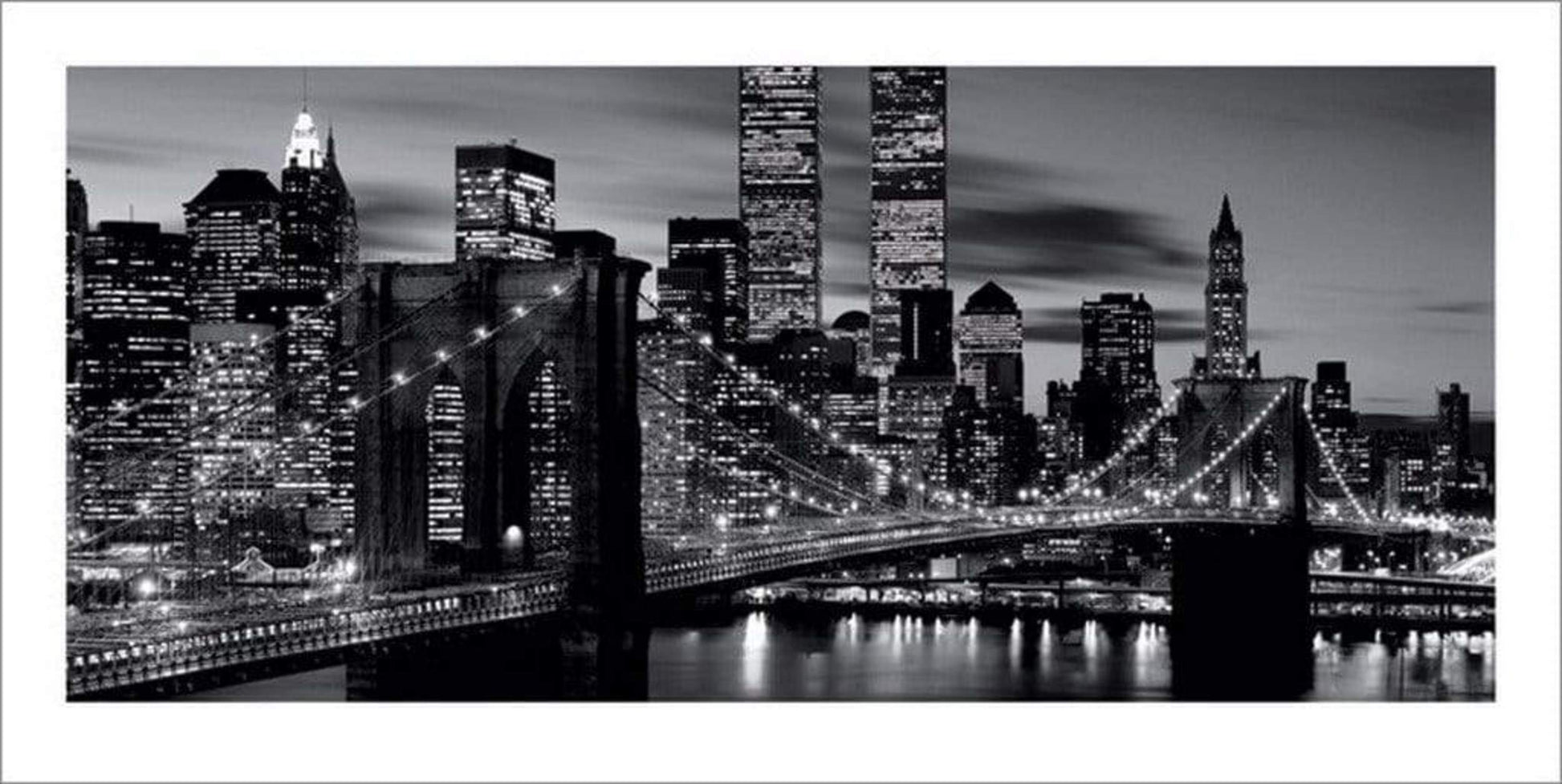 Pyramid Brooklyn Bridge Black and White Kunstdruk 50x100cm | Posters.nl