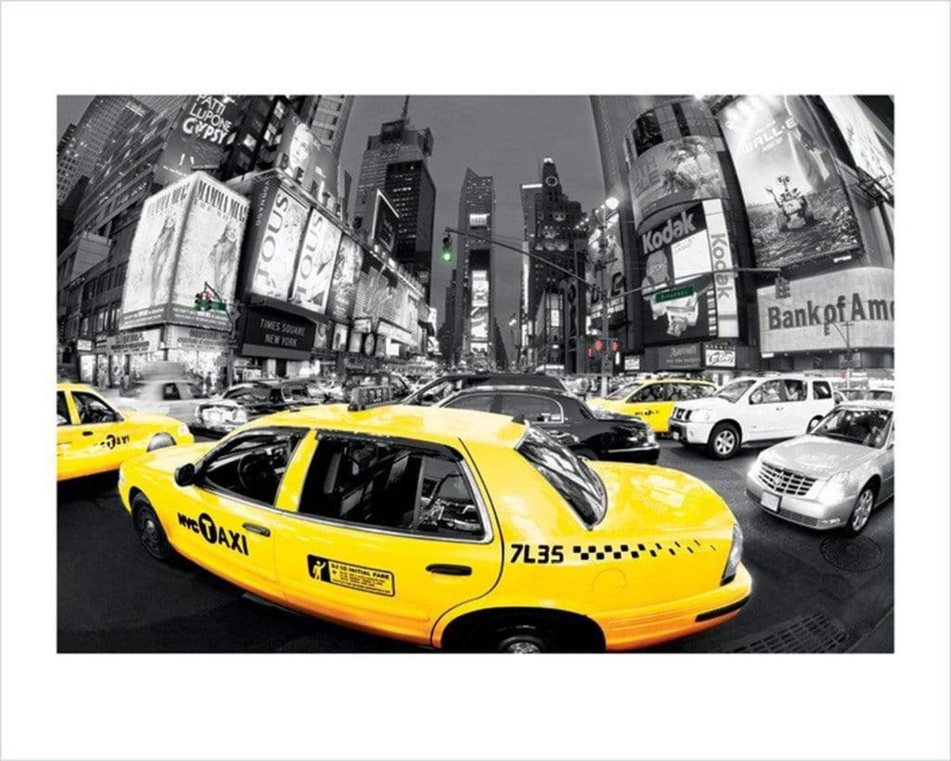 Pyramid Rush Hour Times Square Yellow Cabs Kunstdruk 40x50cm | Posters.nl