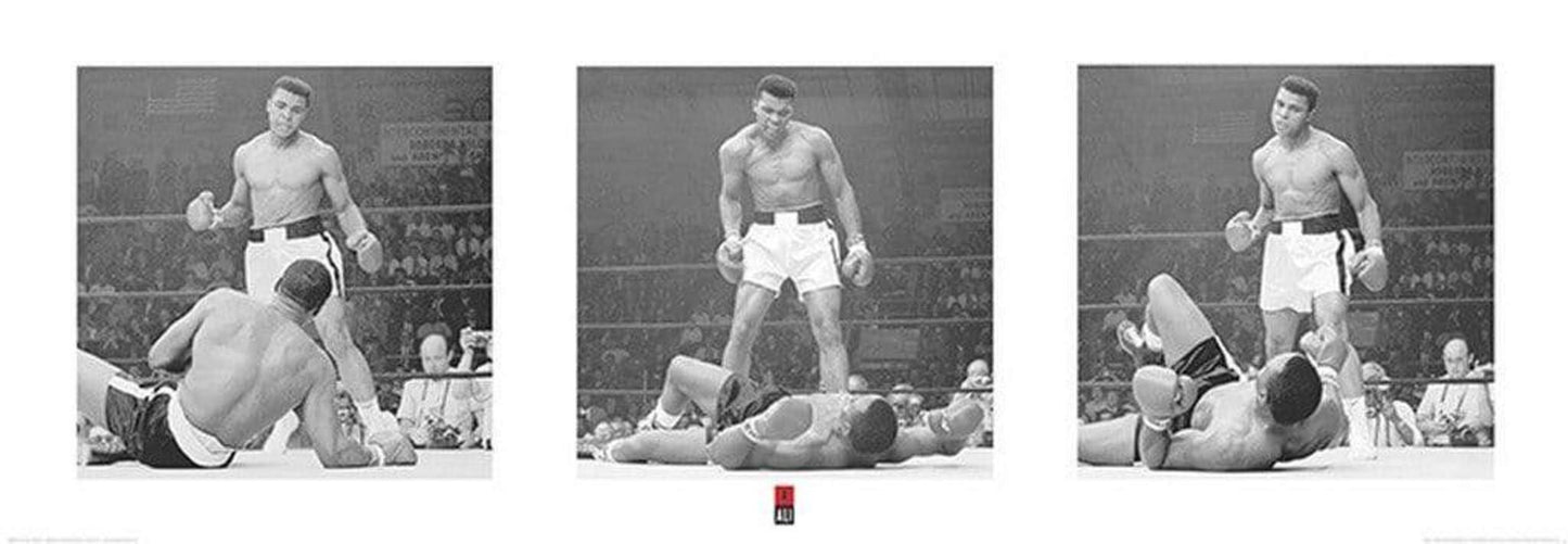 Pyramid Muhammad Ali Liston Triptych Kunstdruk 33x95cm | Posters.nl